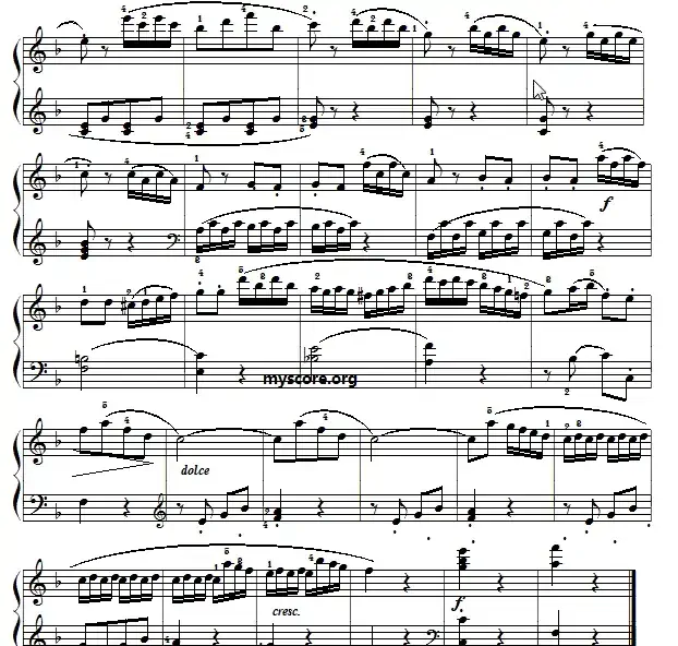 考级初级曲目:贝多芬F大调小奏鸣曲