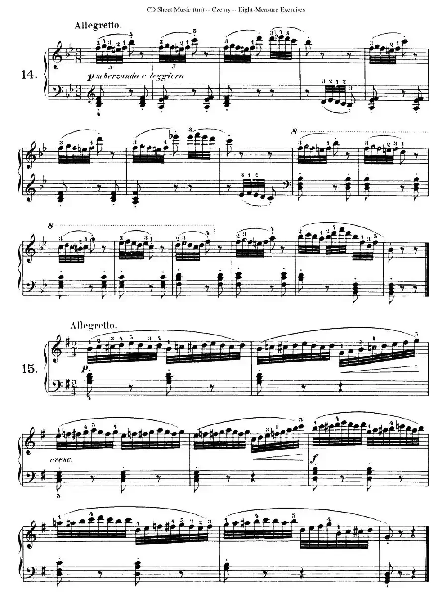 160 Eight- Measure Exercises.Op.821（车尔尼160首钢琴八小节练习曲（1——18））