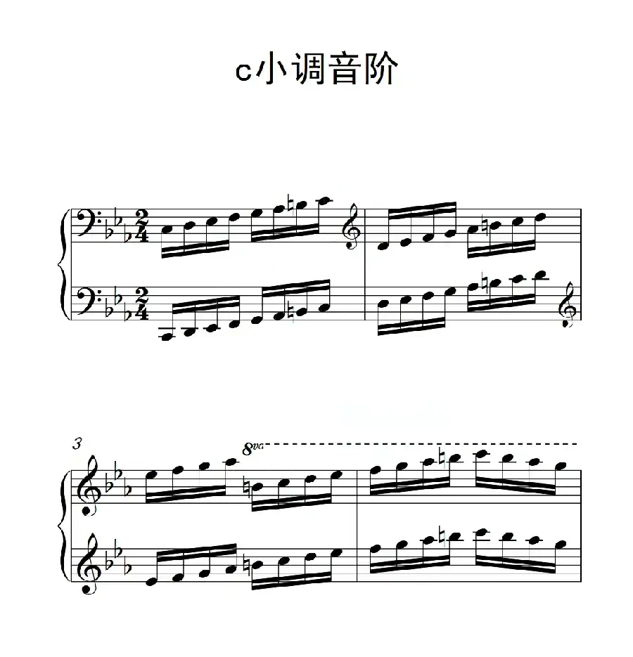 第六级 c小调音阶(中国音乐学院钢琴考级作品1~6级)