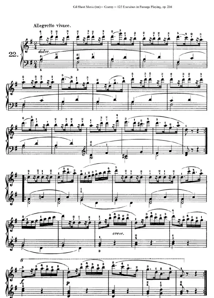 125 Exercises in Passage Playing Op.261（车尔尼125首钢琴短乐句练习曲（22——41））