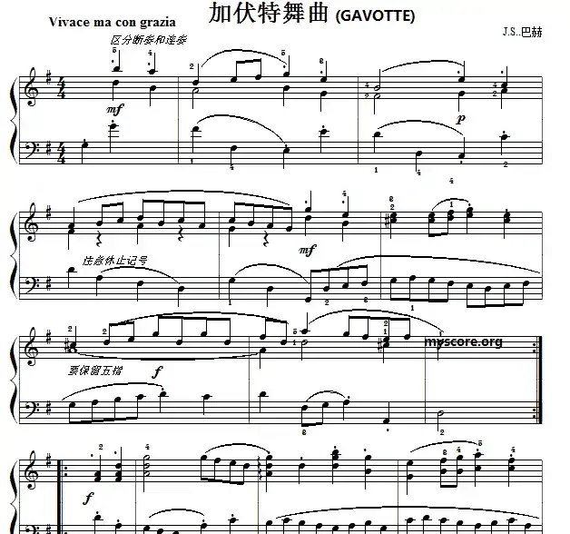 巴赫初级钢琴曲之二十一：加伏特舞曲