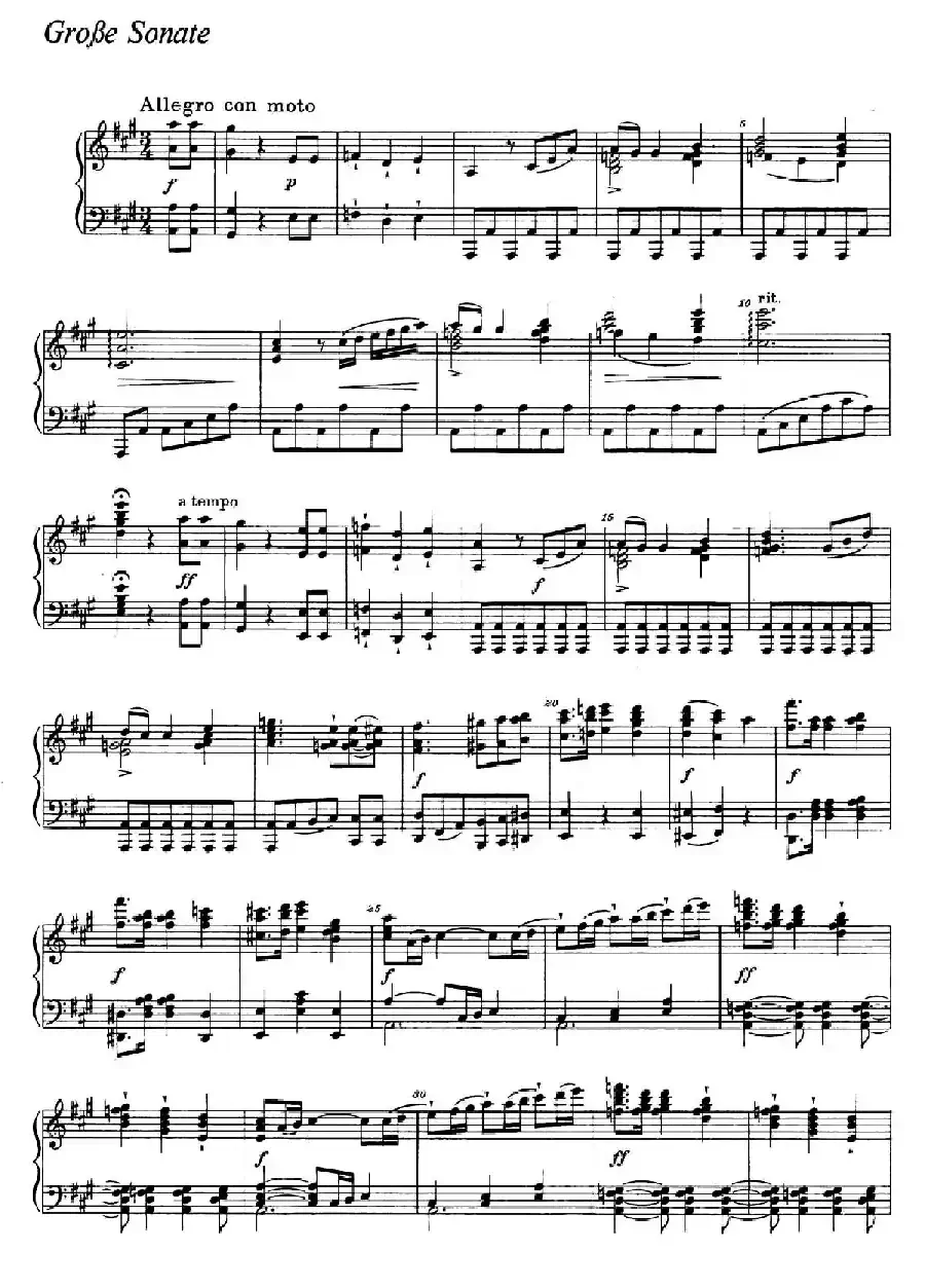 A大调钢琴大奏鸣曲（Grobe Sonate in A Major WWV 26）