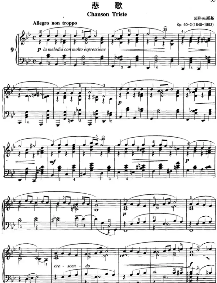不可不弹的世界钢琴名曲：悲歌