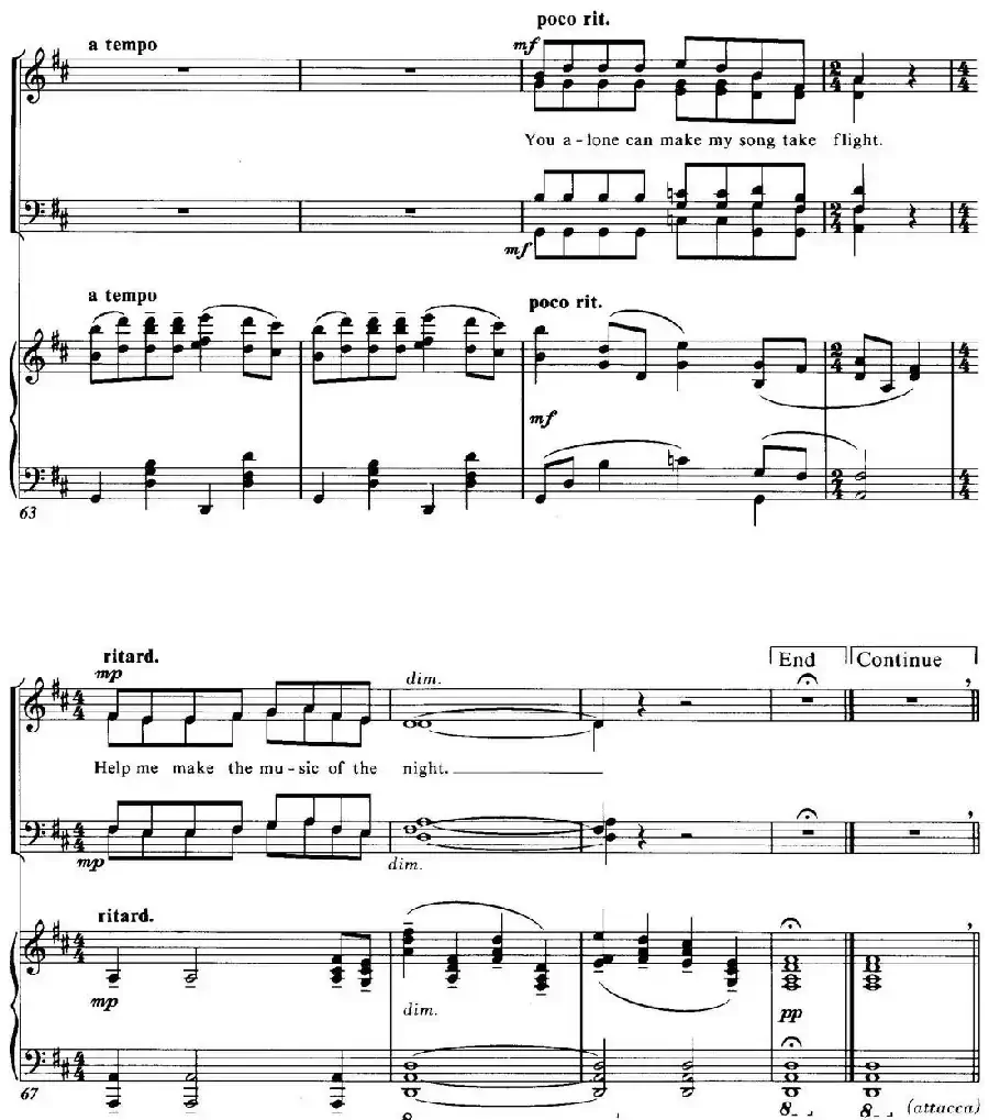 Choral Suite from The Phantom of the Opera（3 THE MUSIC OF THE NIGHT、四重奏）
