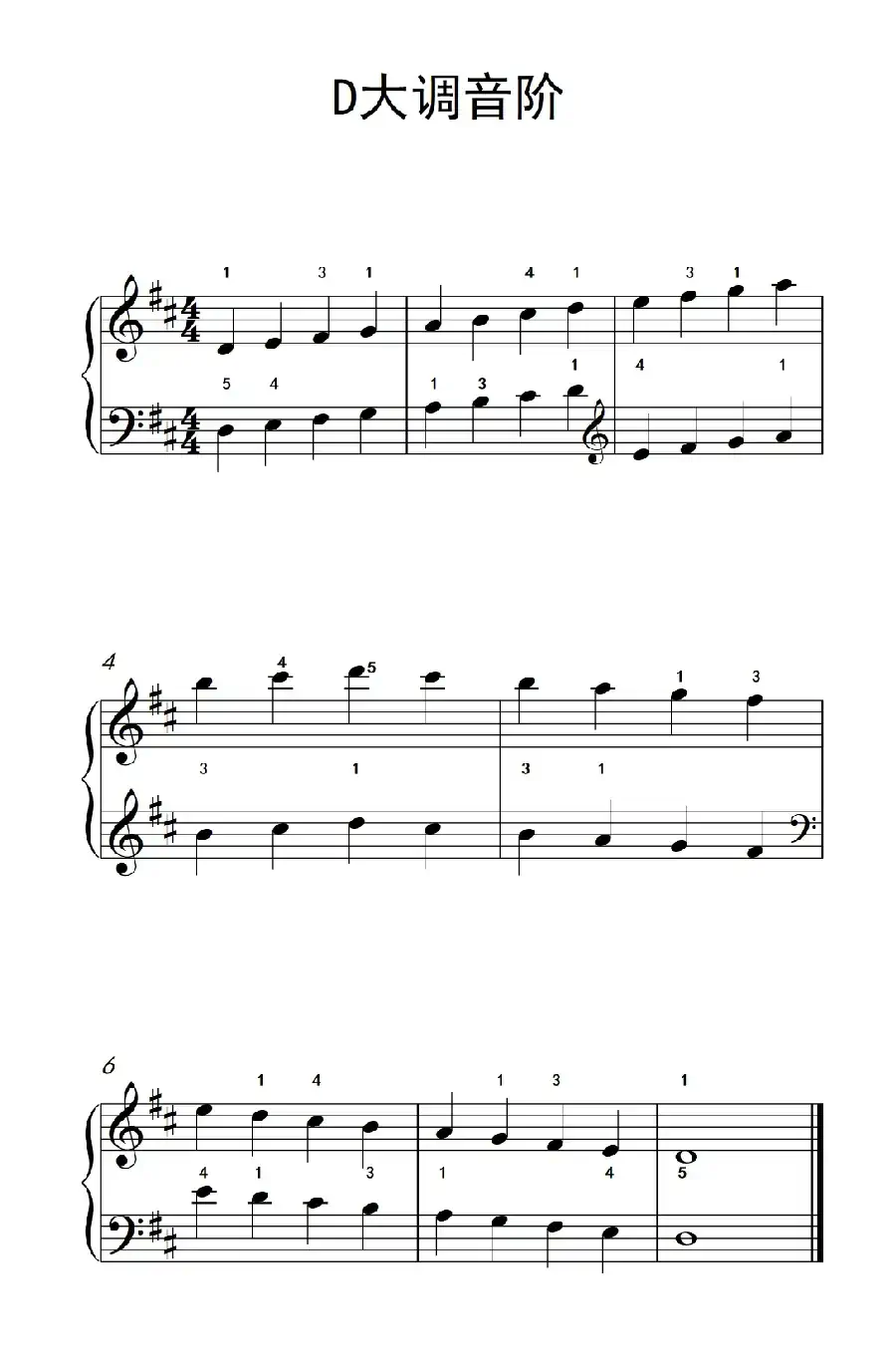 D大调音阶(儿童钢琴练习曲)