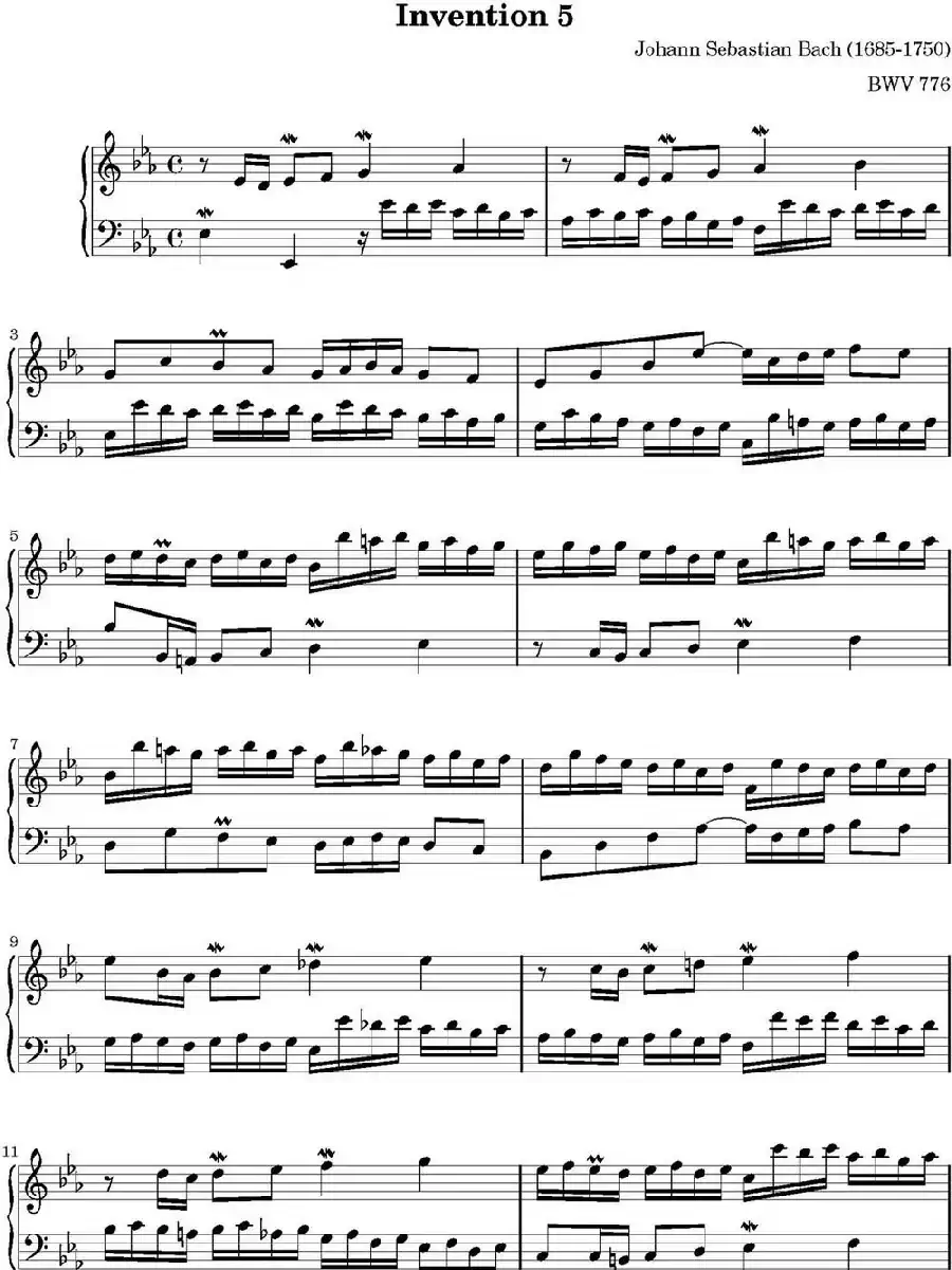 15首巴赫二部创意曲集（NO.5）