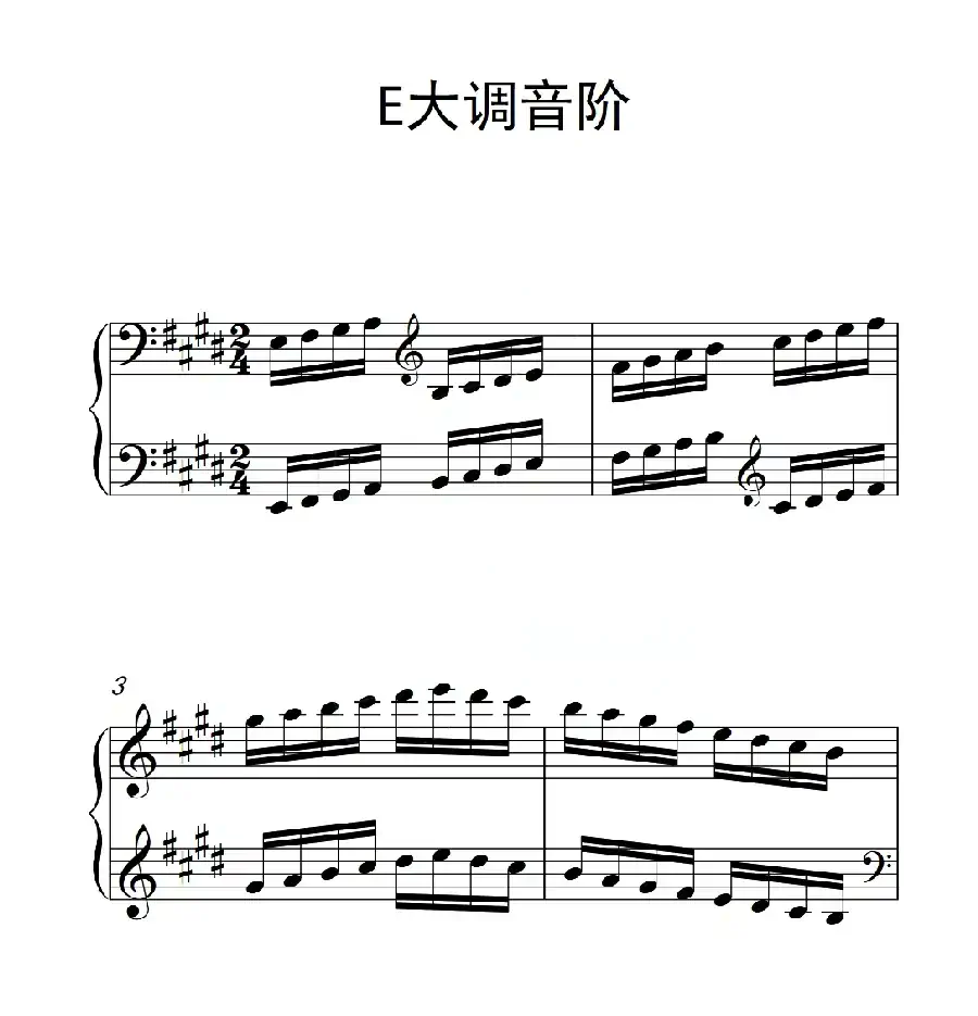 第三级 E大调音阶（中国音乐学院钢琴考级作品1~6级）