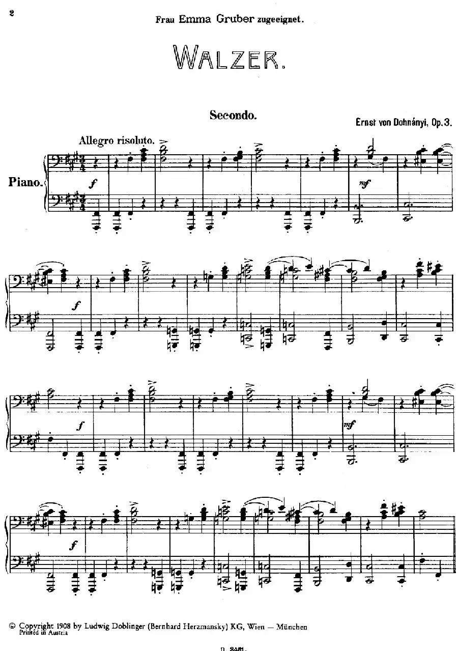 Walzer Op.3 - 4 hands（圆舞曲·四手联弹）