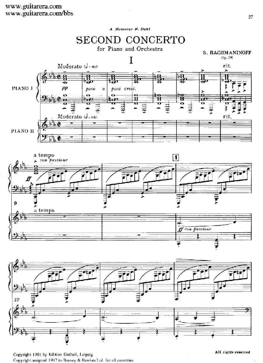 c小调第二钢琴协奏曲 Op.18（双钢琴·第一乐章）
