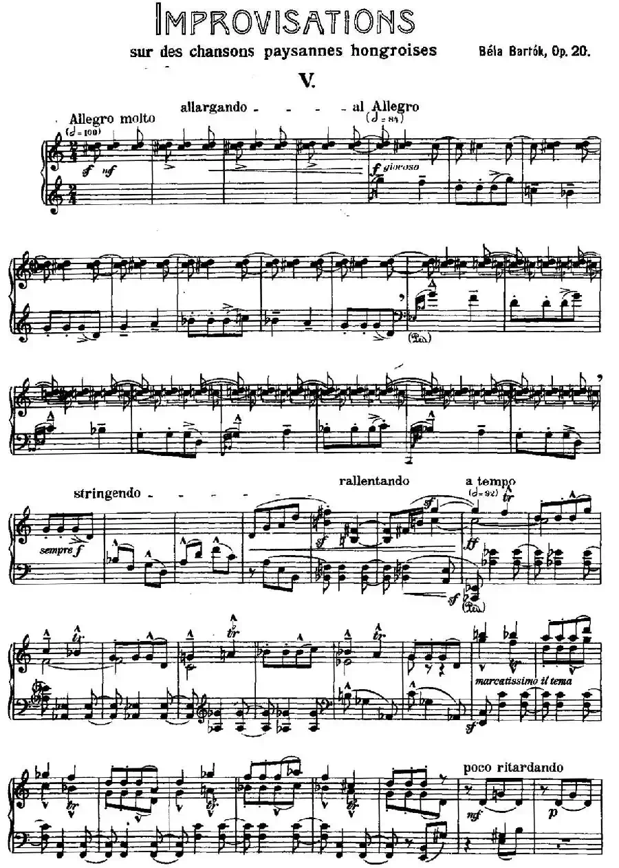 8 Improvisations Op.20（8首匈牙利民歌即兴曲·Ⅴ）