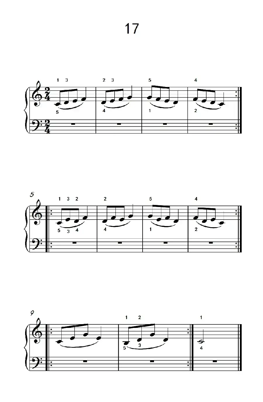 连音练习 17(儿童钢琴手指练习 2)