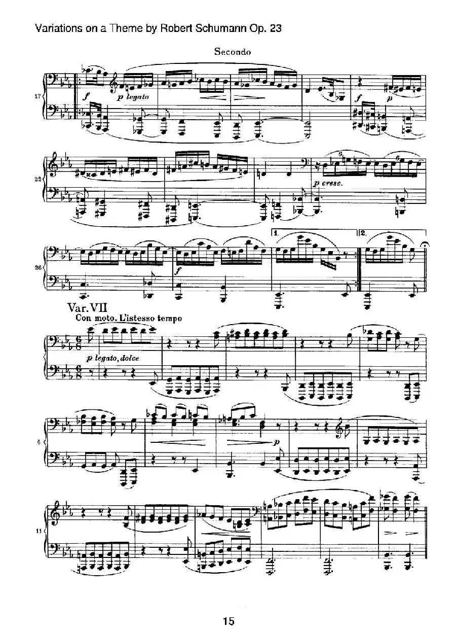 ​Variations on a Theme by Robert Schumann Op.23（舒曼主题变奏曲）（四手联弹）