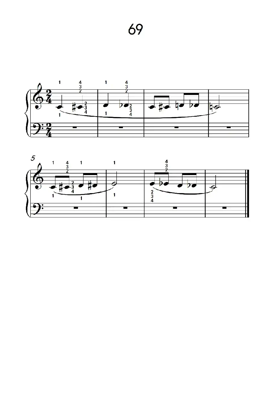 使大指灵活转动的单手练习 69(儿童钢琴手指练习 2)