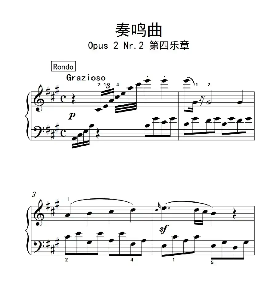 奏鸣曲 Opus 2 Nr.2 第四乐章(贝多芬奏鸣曲集 1)