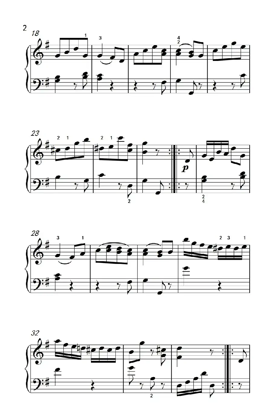 第六级 1.G大调奏鸣曲（中央音乐学院 钢琴（业余）考级教程 4-6级）