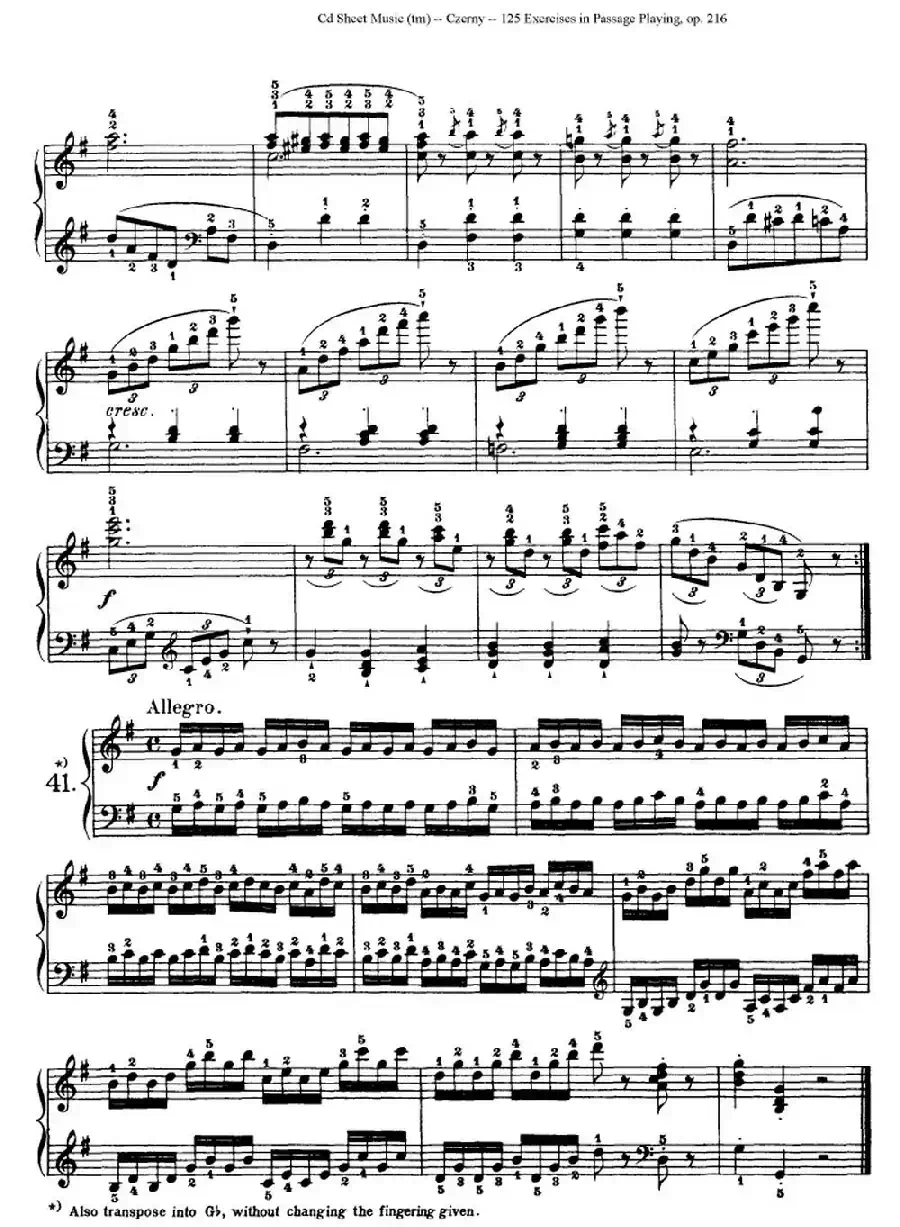 125 Exercises in Passage Playing Op.261（车尔尼125首钢琴短乐句练习曲（22——41））