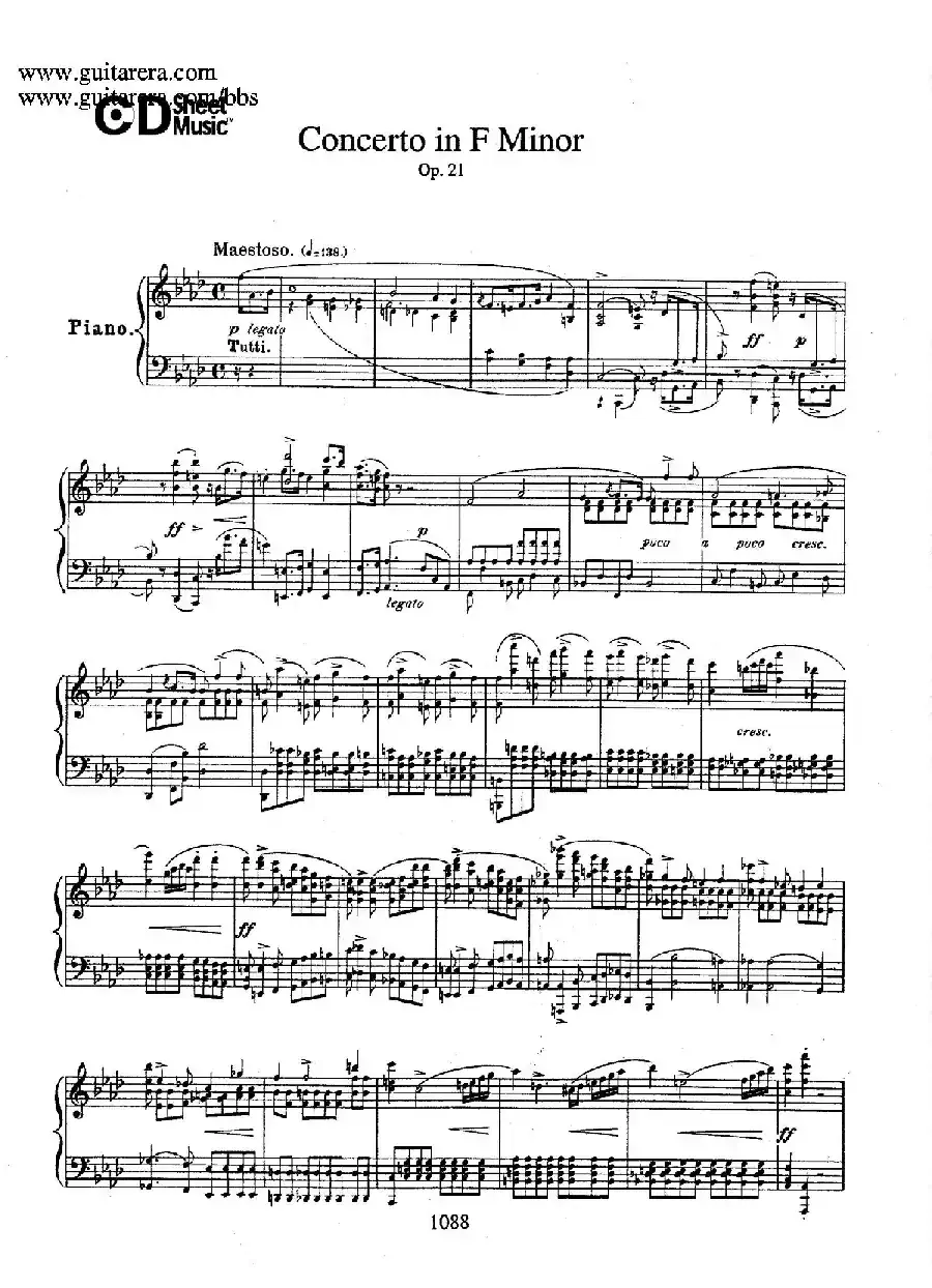 Piano Concerto No.2 in f Minor Op.21（f小调第二钢琴协奏曲·钢琴独奏版）