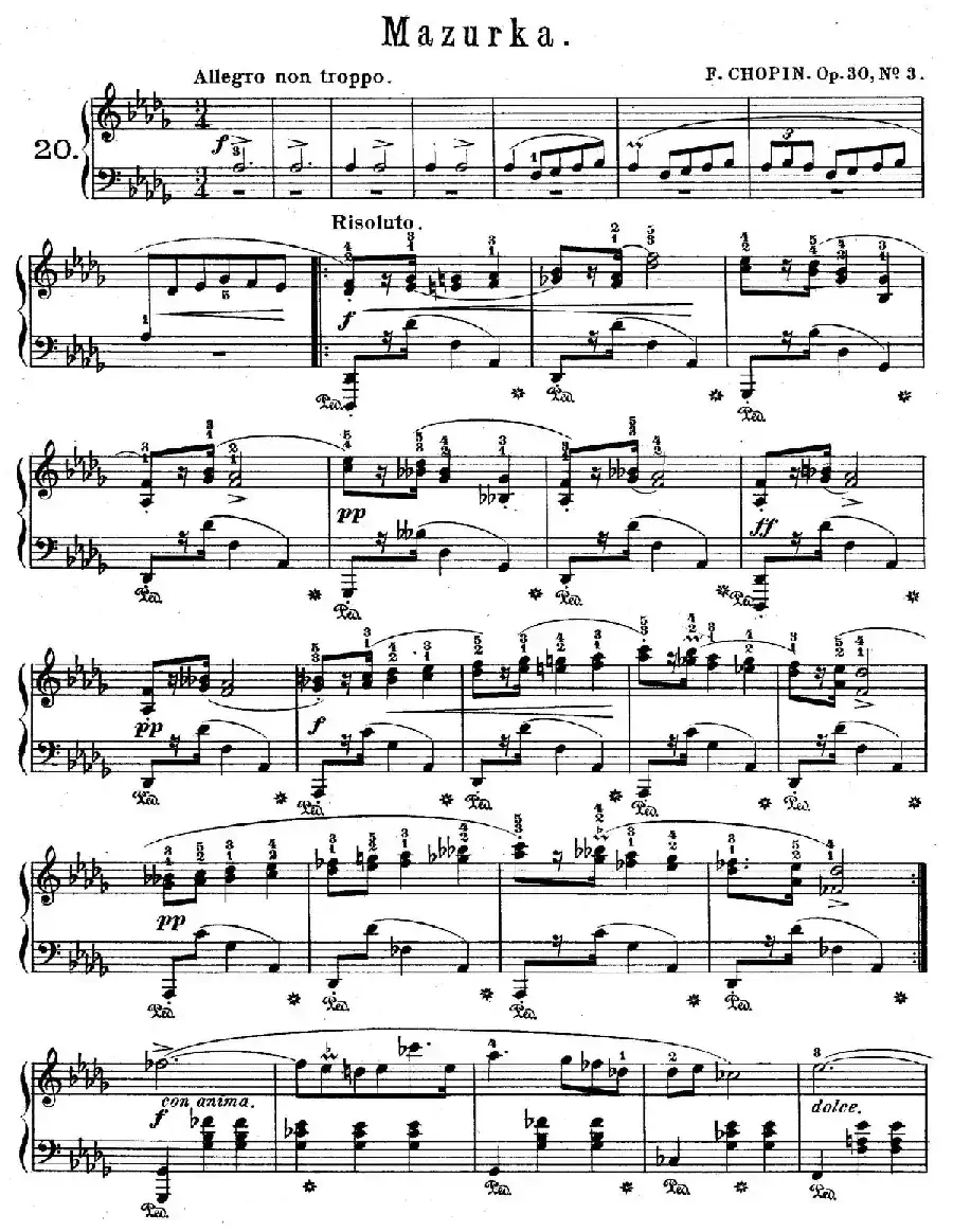 Quatre Mazurkas Op.30（4首玛祖卡舞曲·3）