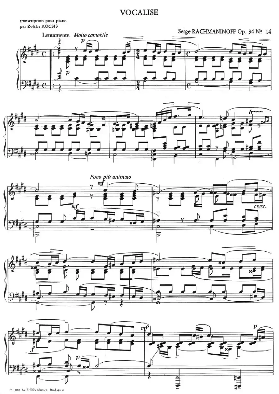 练声曲 Vocalise Op.34-14
