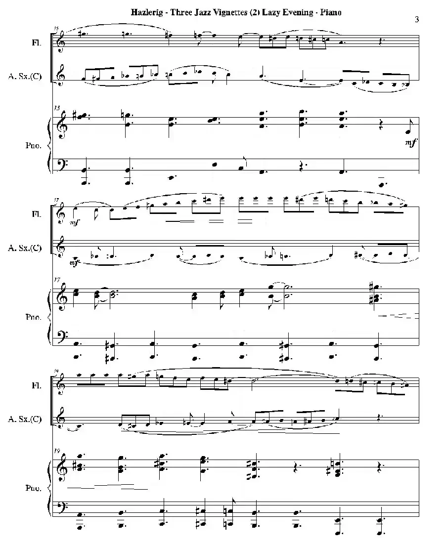 Three jazz vignettes（第二乐章）（三重奏钢琴分谱）