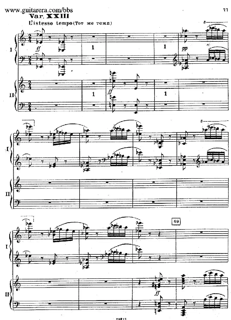 Rhapsody On A Theme Of Paganini Op.43（帕格尼尼主题狂想曲·双钢琴）（P61——87）