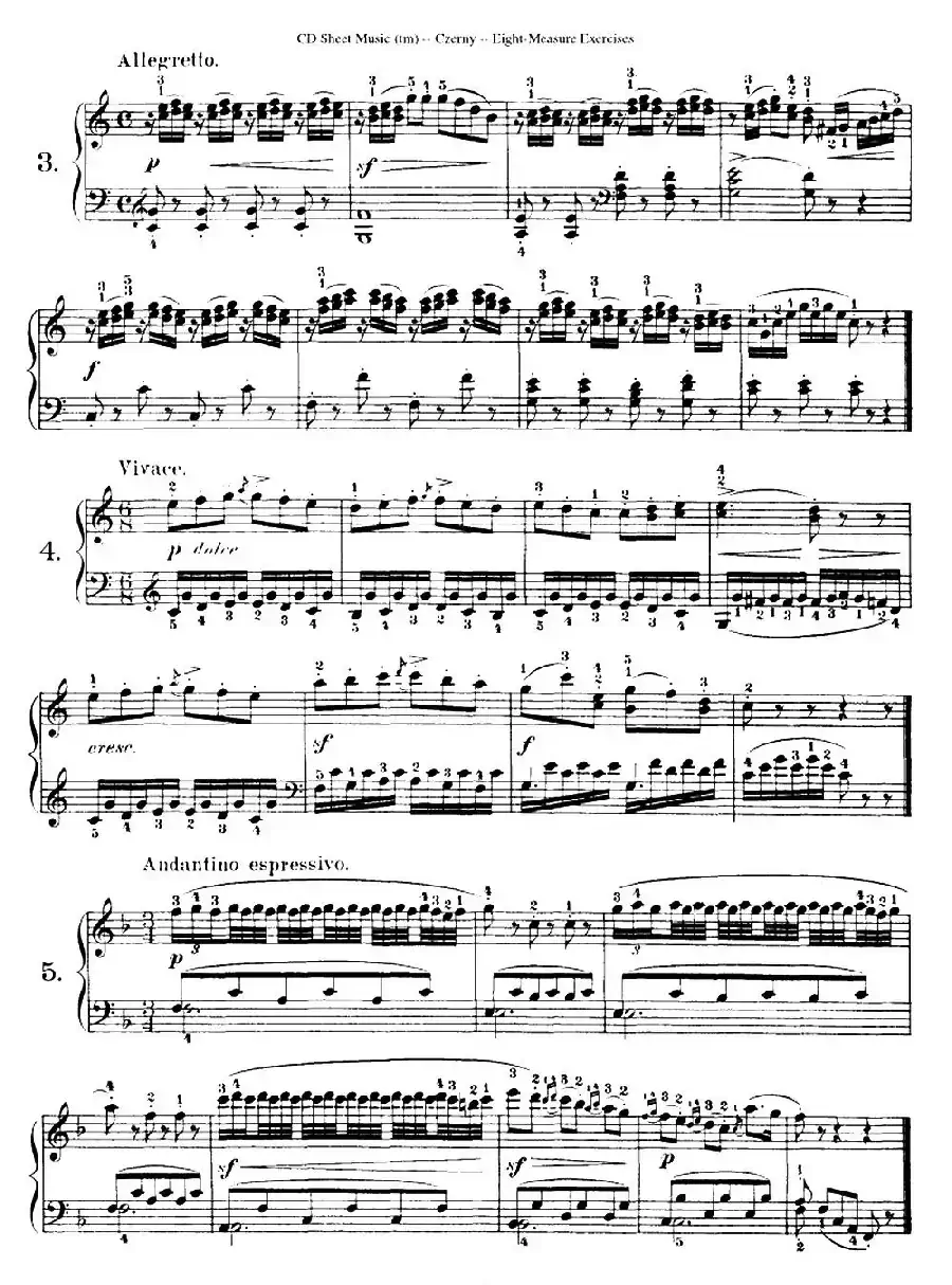 160 Eight- Measure Exercises.Op.821（车尔尼160首钢琴八小节练习曲（1——18））