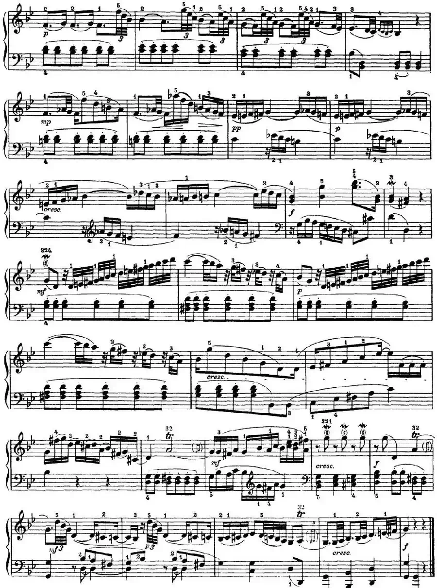 海顿 钢琴奏鸣曲 Hob XVI 2 Partita B-flat major