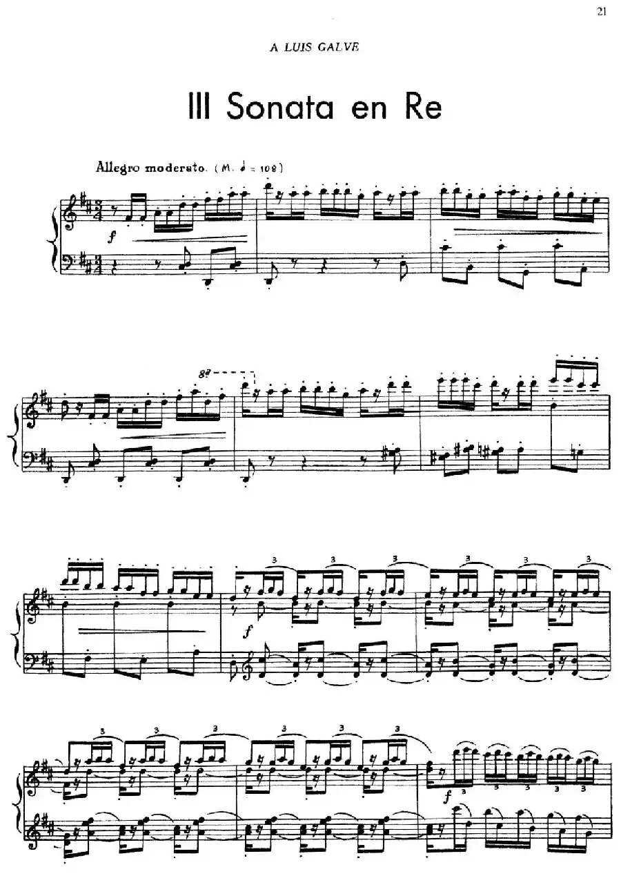 5首卡斯蒂利亚奏鸣曲（Ⅲ sonata en Re）