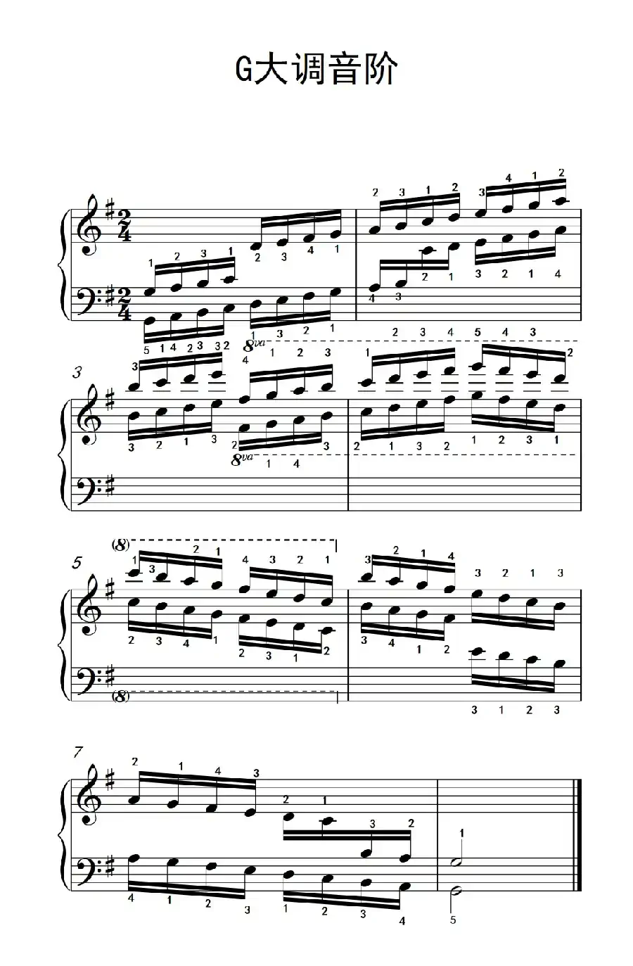 第八级3.G大调音阶（中央音乐学院 钢琴（业余）考级教程 7-9级）