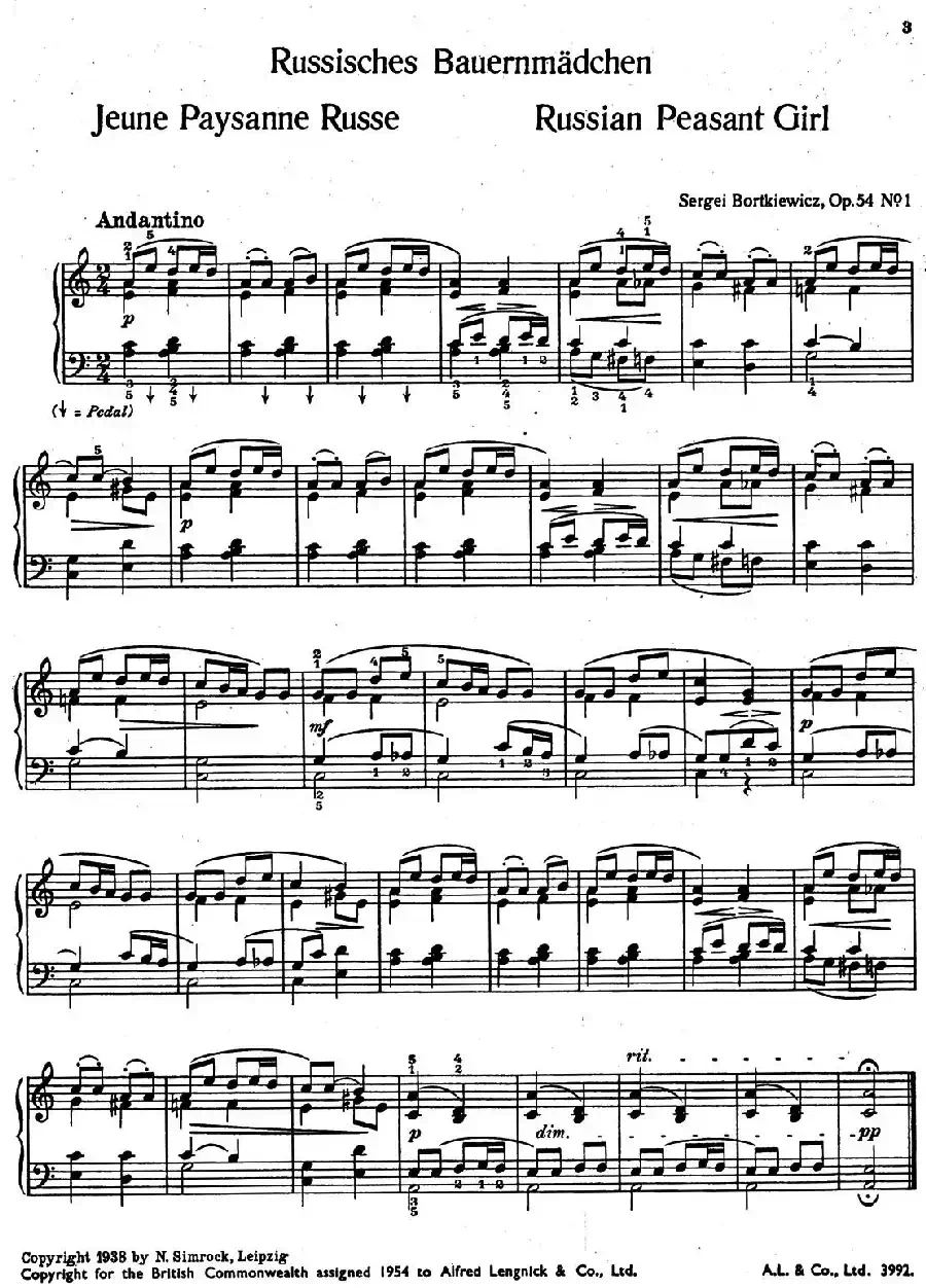 9首简易小品“玩偶” （9 Easy Pieces Op.54）（1）