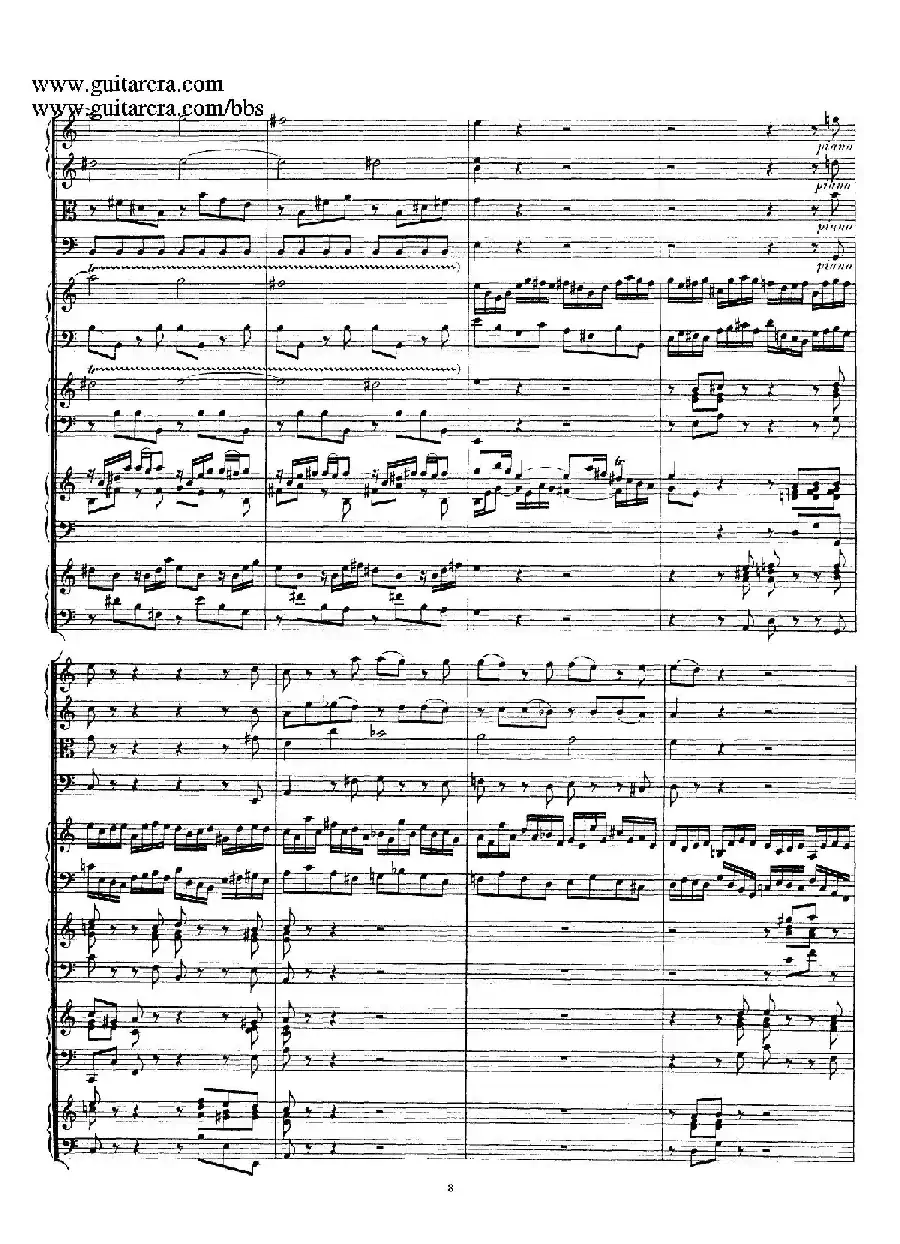 为四架古钢琴而作的a小调协奏曲 BWV 1065（总谱）