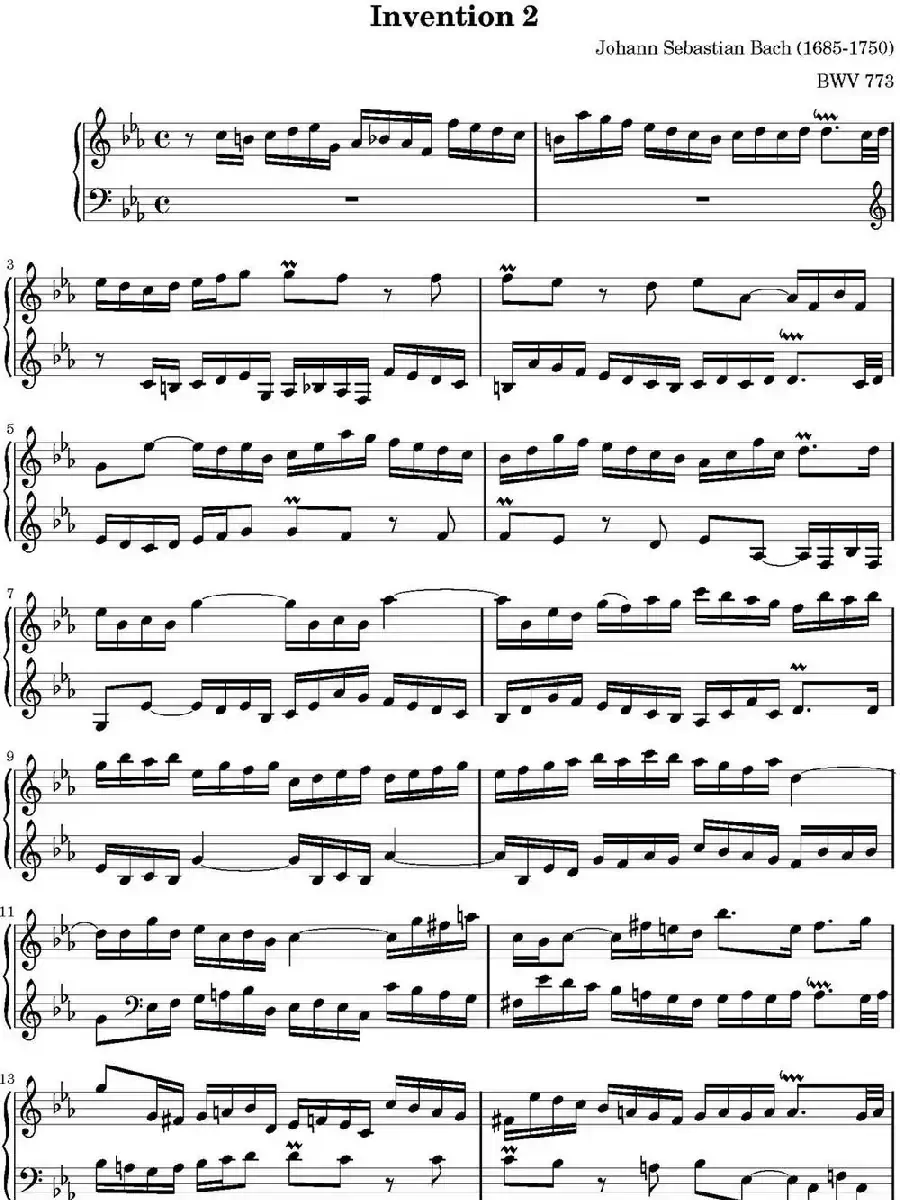 15首巴赫二部创意曲集（NO.2）