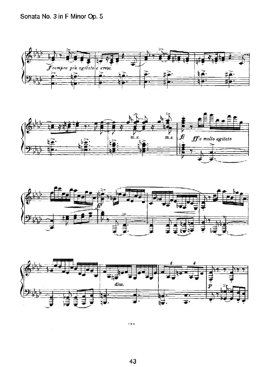 Piano Sonata No.3 in f Minor Op.5（f小调第三钢琴奏鸣曲）