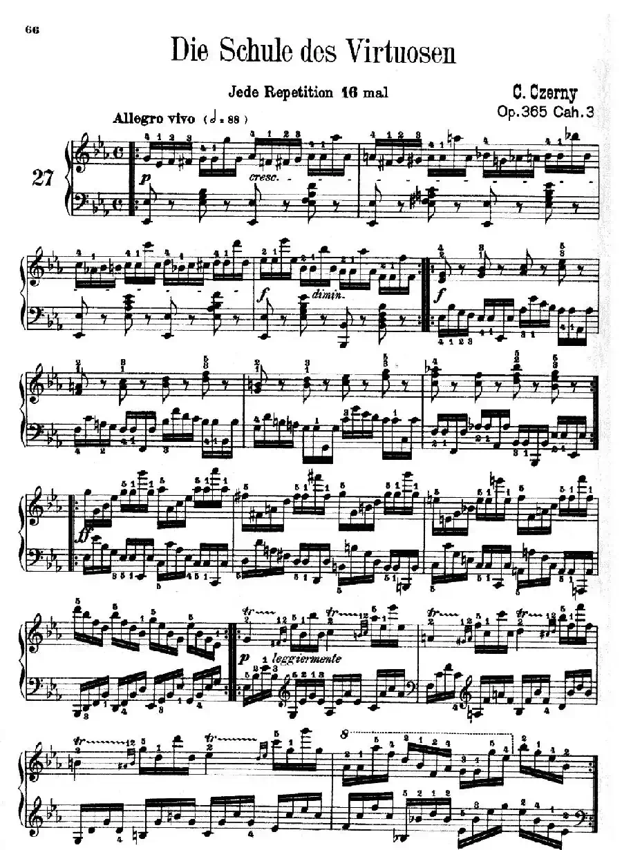 School of the Virtuoso Op.365（60首钢琴高级练习曲·27）