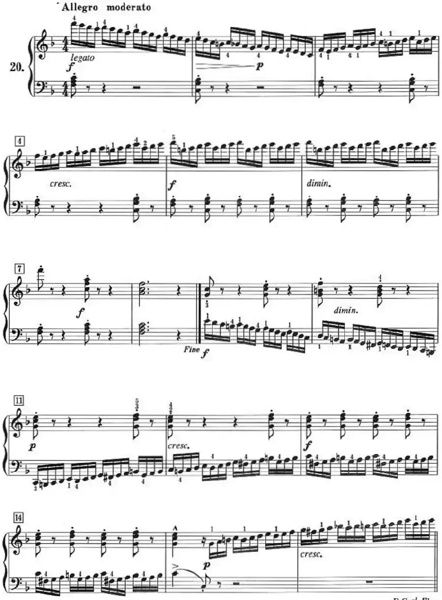 50首莱蒙钢琴练习曲 作品37（NO.20）