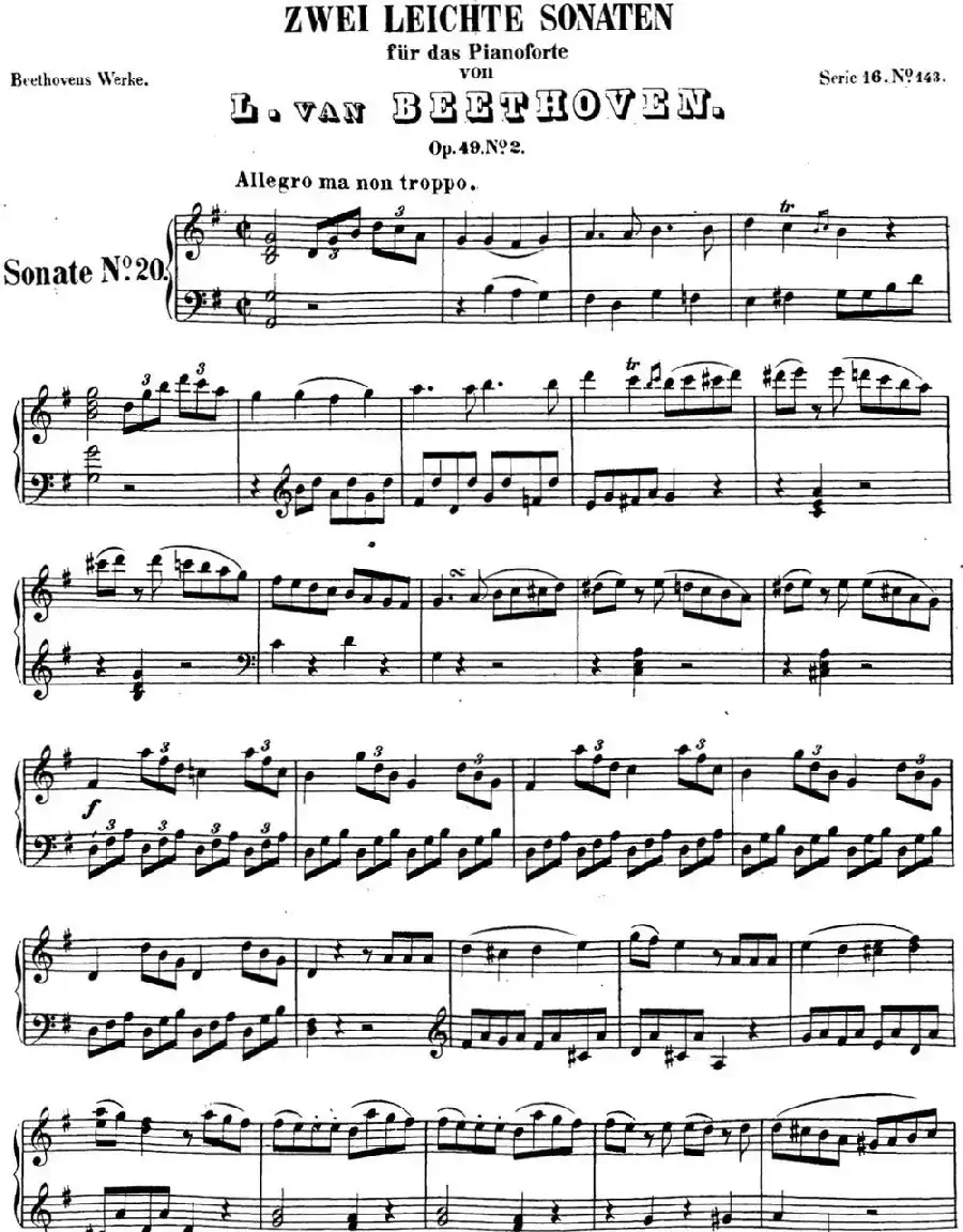 贝多芬钢琴奏鸣曲20 G大调 Op.49 No.2 G major