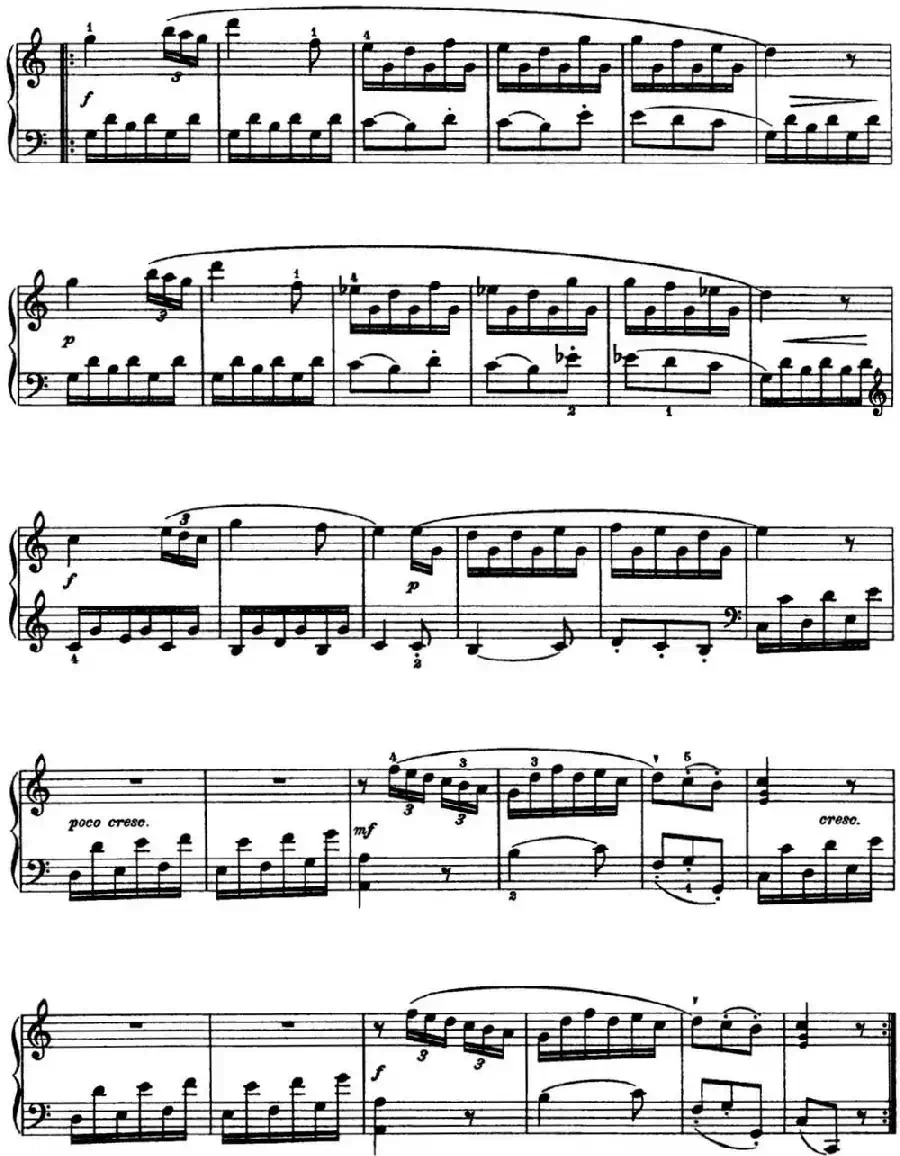 海顿 钢琴奏鸣曲 Hob XVI 7 Divertimento C major