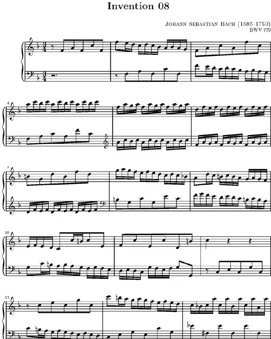 15首巴赫二部创意曲集（NO.8）