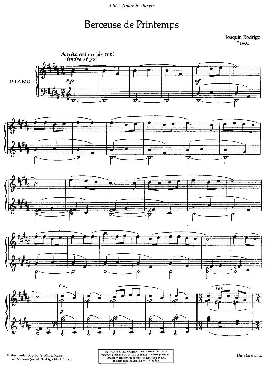 Rodrigo - Deux Berceuses（罗德里戈2首摇篮曲·1）