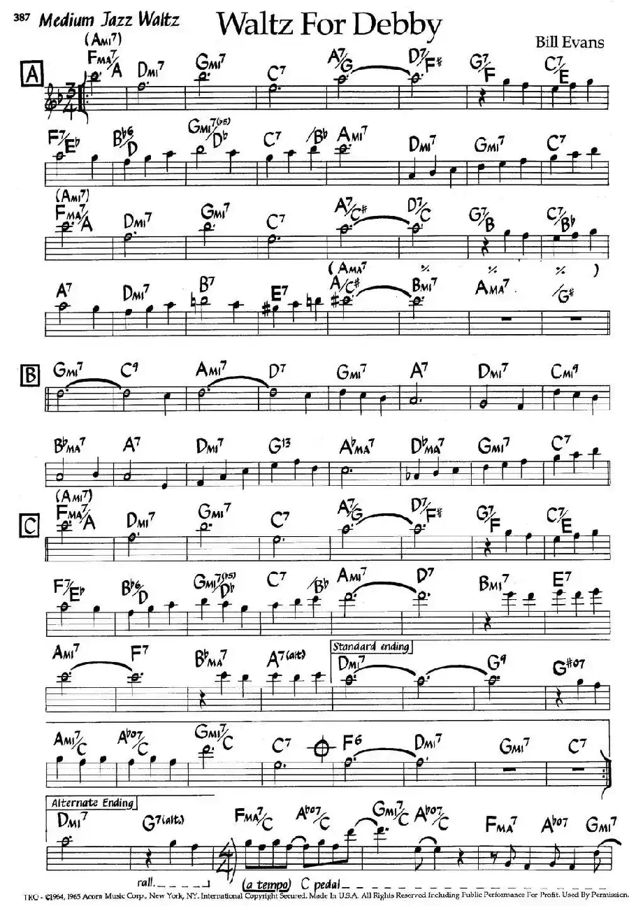 Waltz For Debby（爵士钢琴曲）