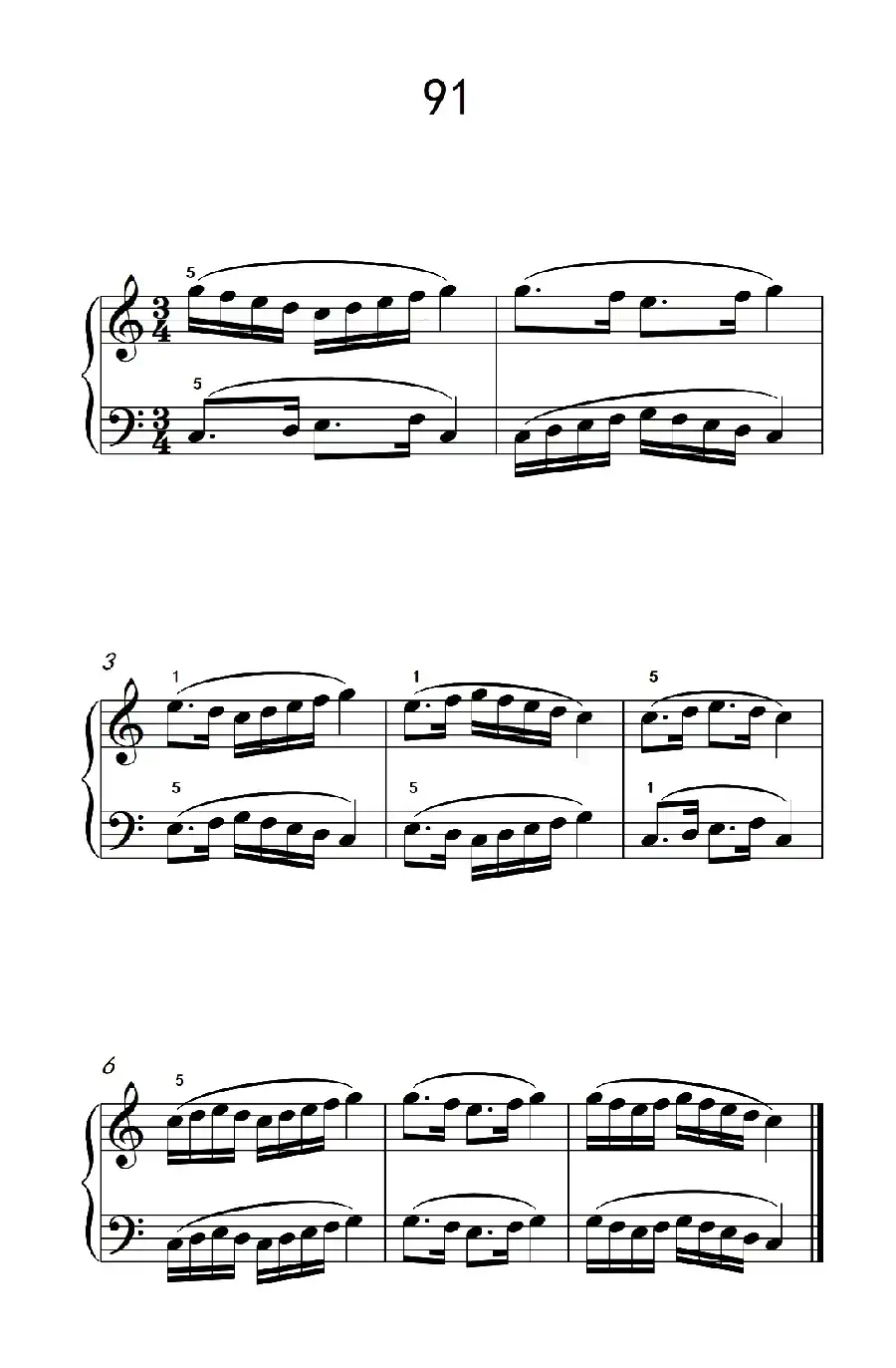 两手不同节奏的练习 91(儿童钢琴手指练习 2)