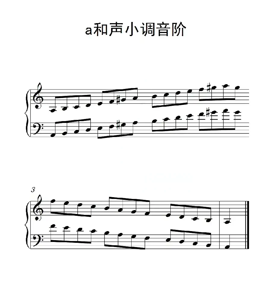 第一级 a和声小调音阶（中国音乐学院钢琴考级作品1~6级）