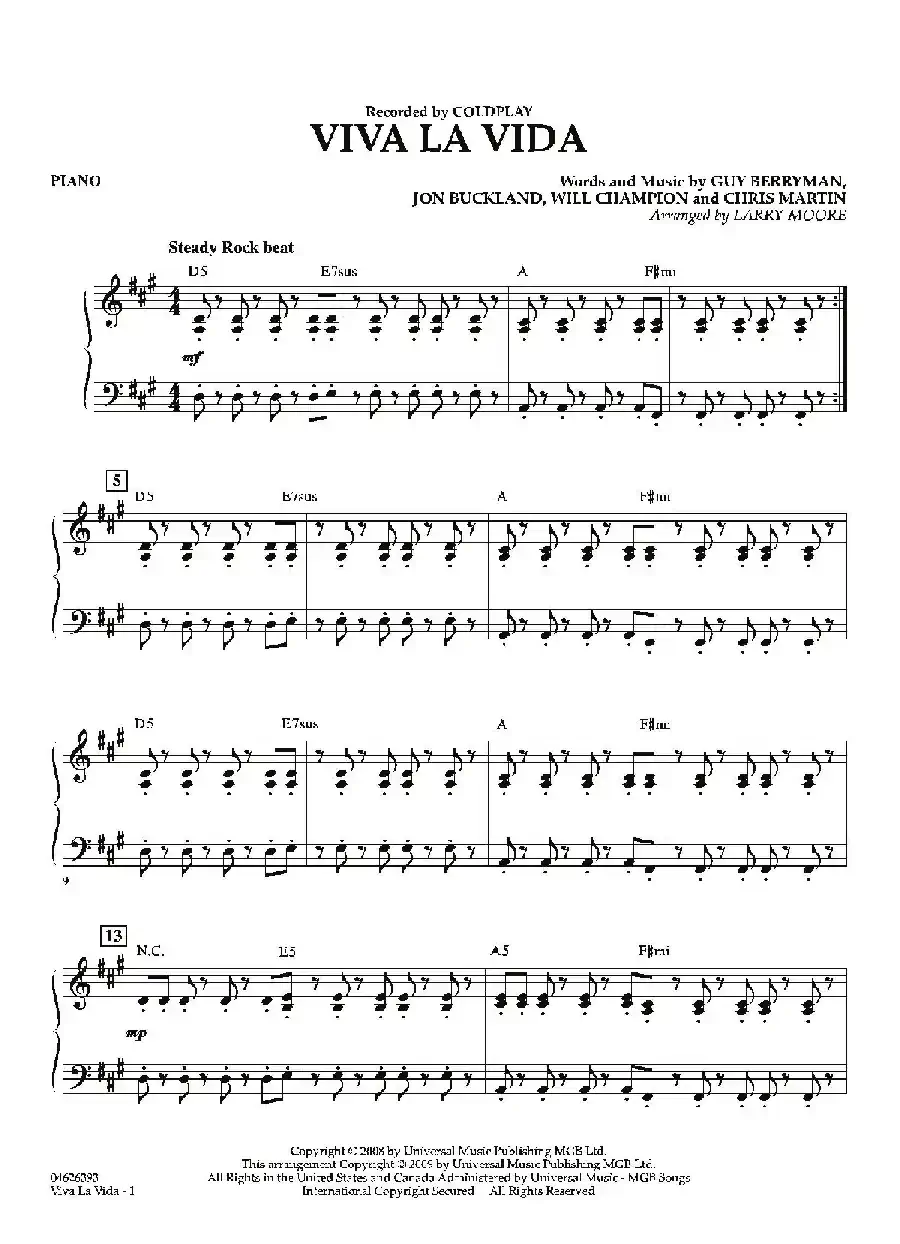 VIVA LA VIDA（钢琴分谱）