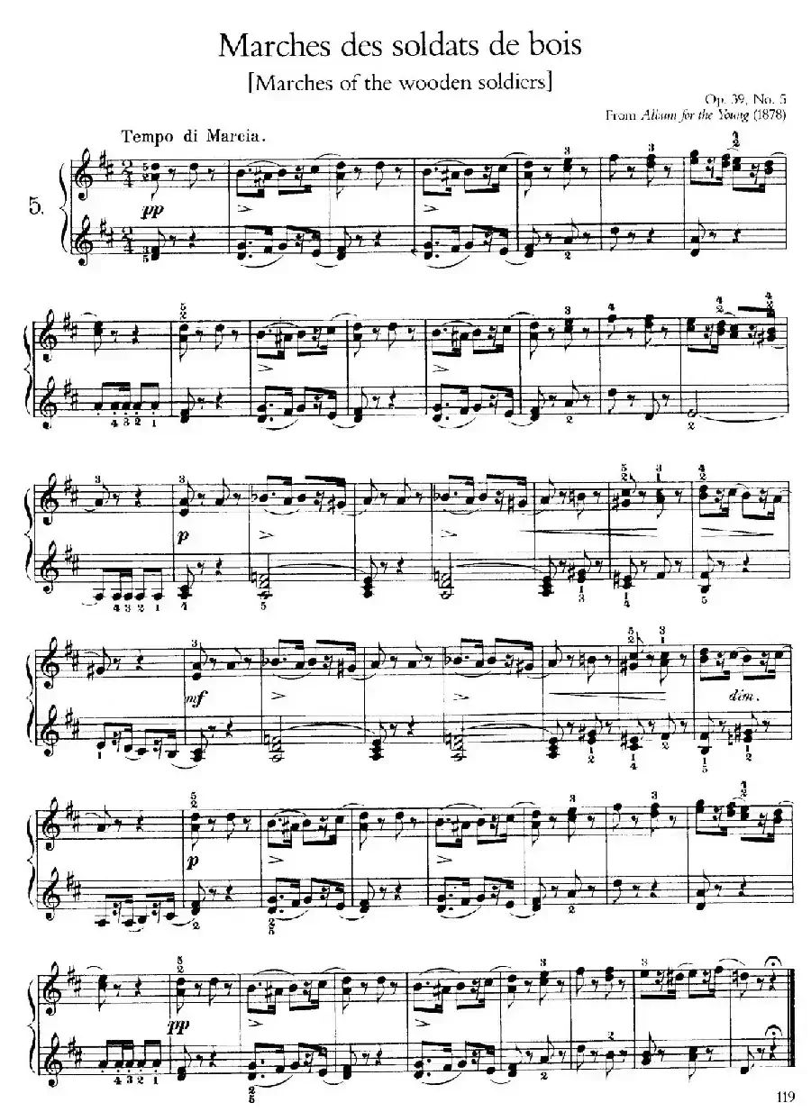 Album for the Young Op.39（儿童钢琴曲集）（5. 木偶士兵进行曲 March Of The Wooden Soldiers）