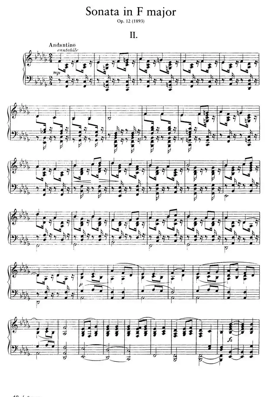 Piano Sonata in F Maj Op·12（F大调钢琴奏鸣曲·第二乐章）