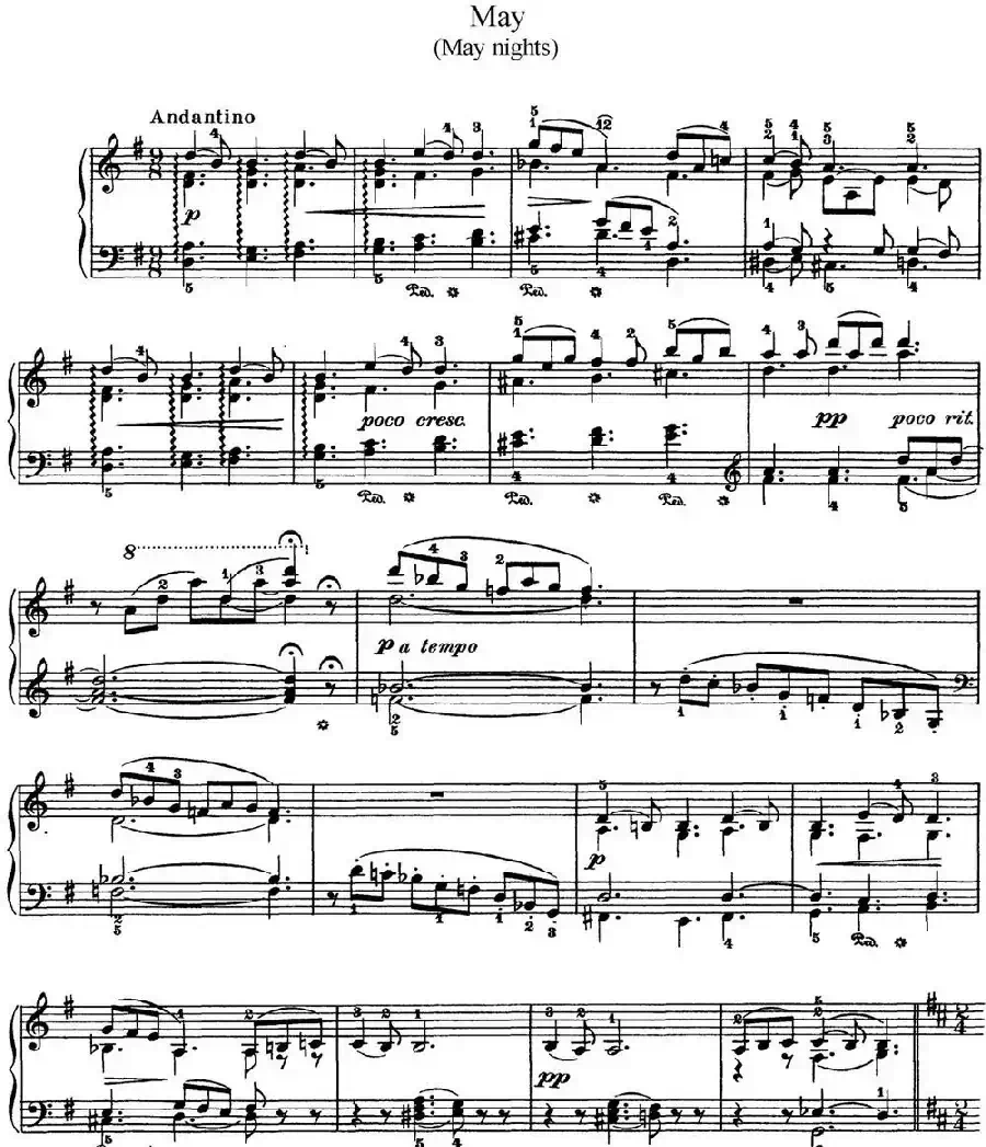 柴可夫斯基 四季 5月 清净之夜 G大调 Starlit Nights G major