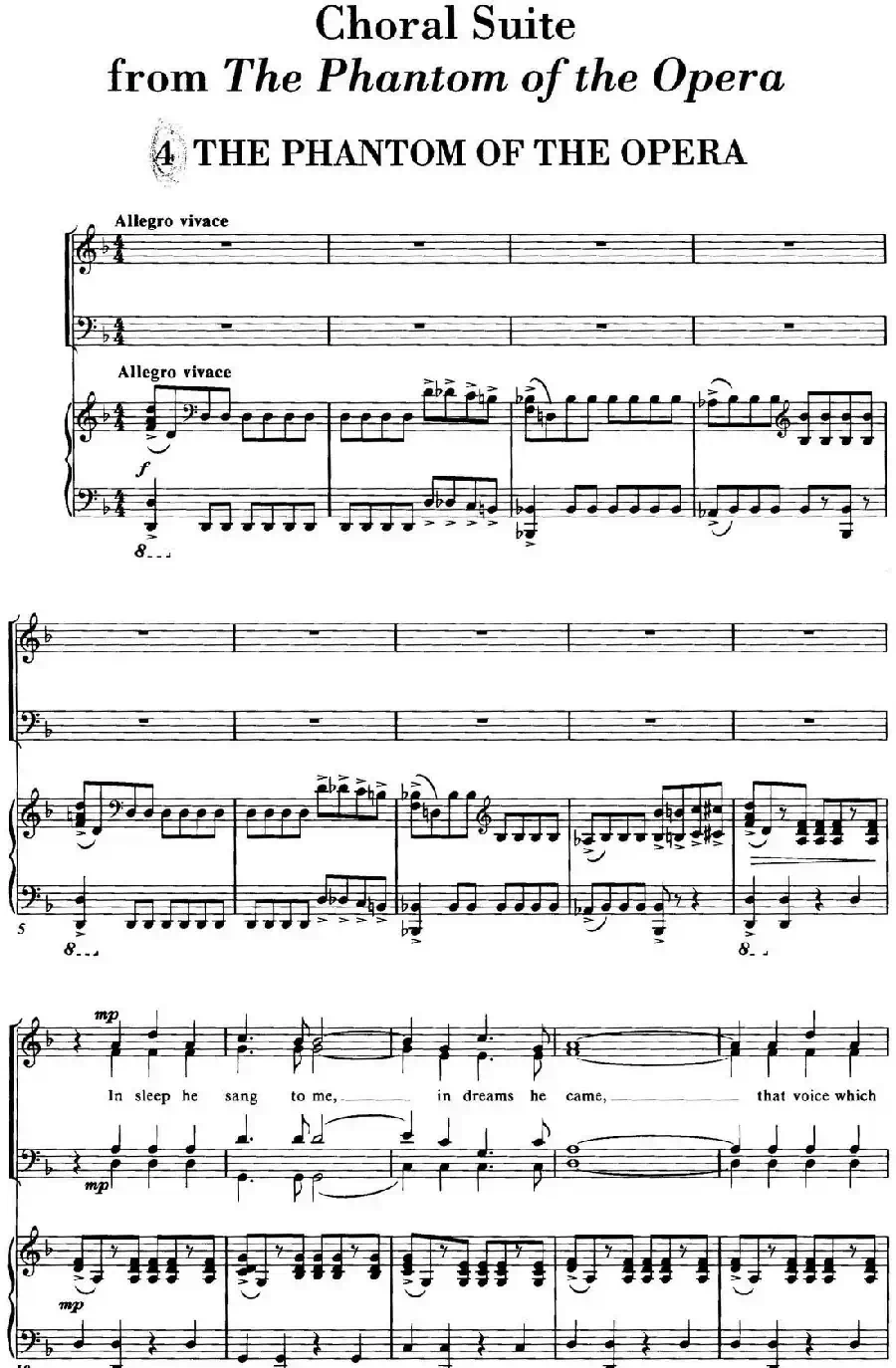 Choral Suite from The Phantom of the Opera（4 THE PHANTOM OF THE OPERA、四重奏）