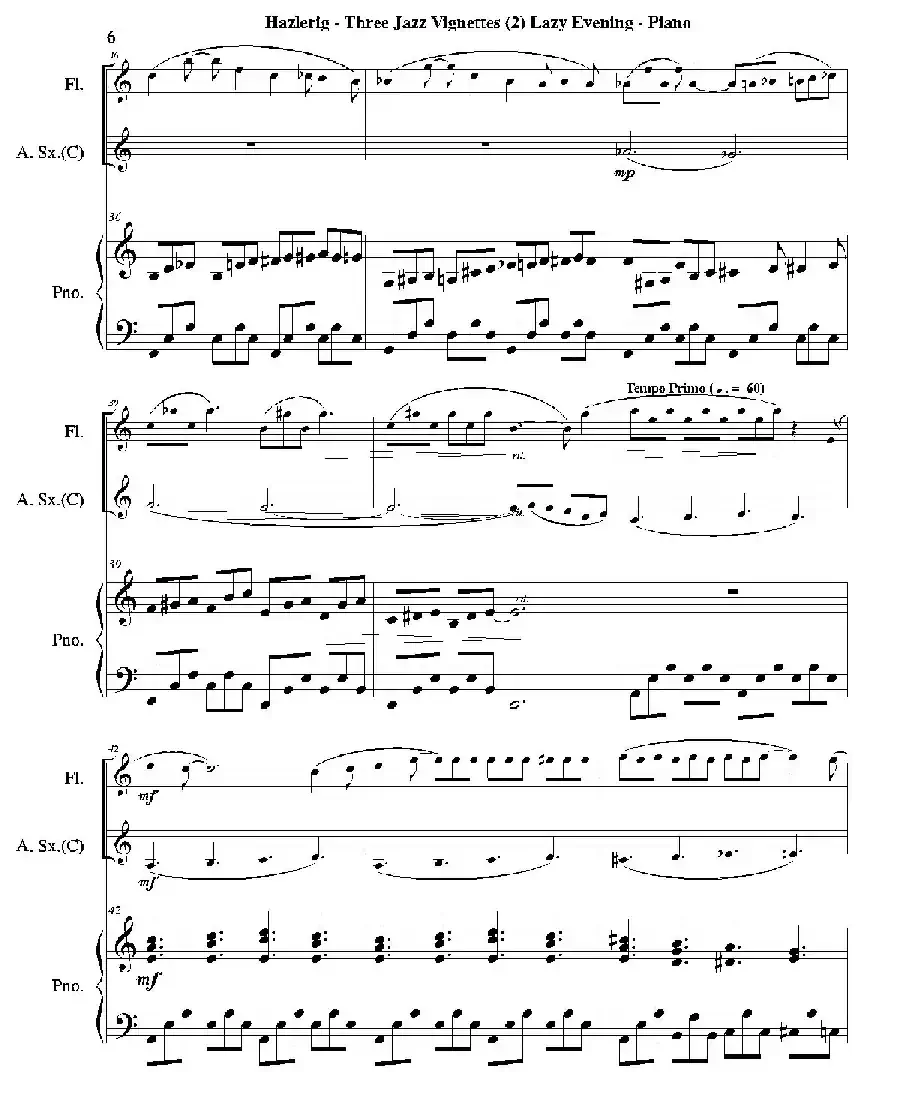 Three jazz vignettes（第二乐章）（三重奏钢琴分谱）