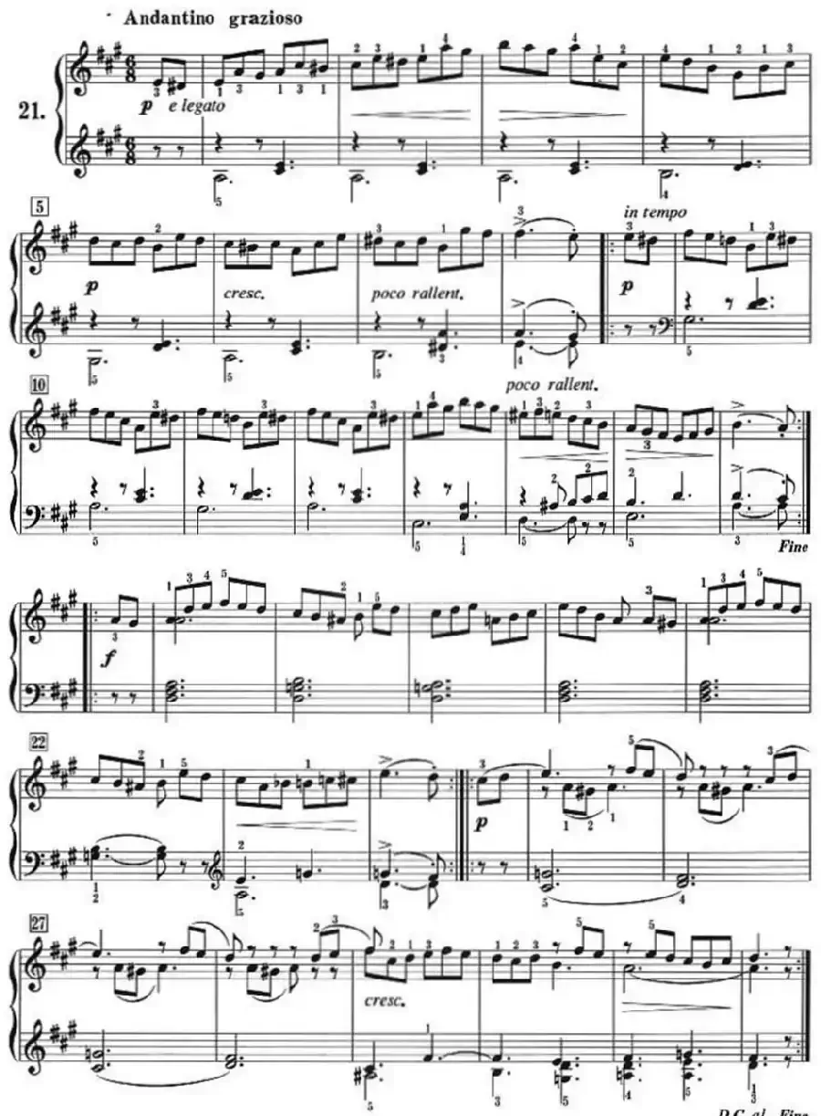 50首莱蒙钢琴练习曲 作品37（NO.21）