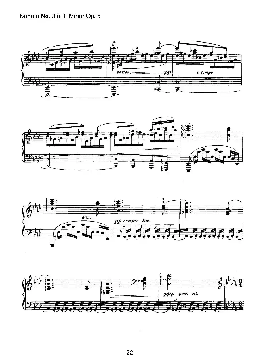 Piano Sonata No.3 in f Minor Op.5（f小调第三钢琴奏鸣曲）